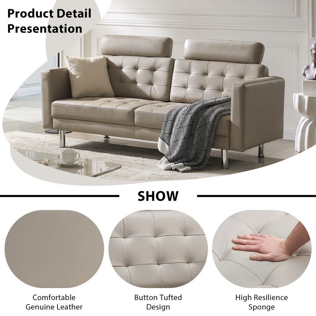 72" Top-Grain Leather Loveseat Sofa N96190