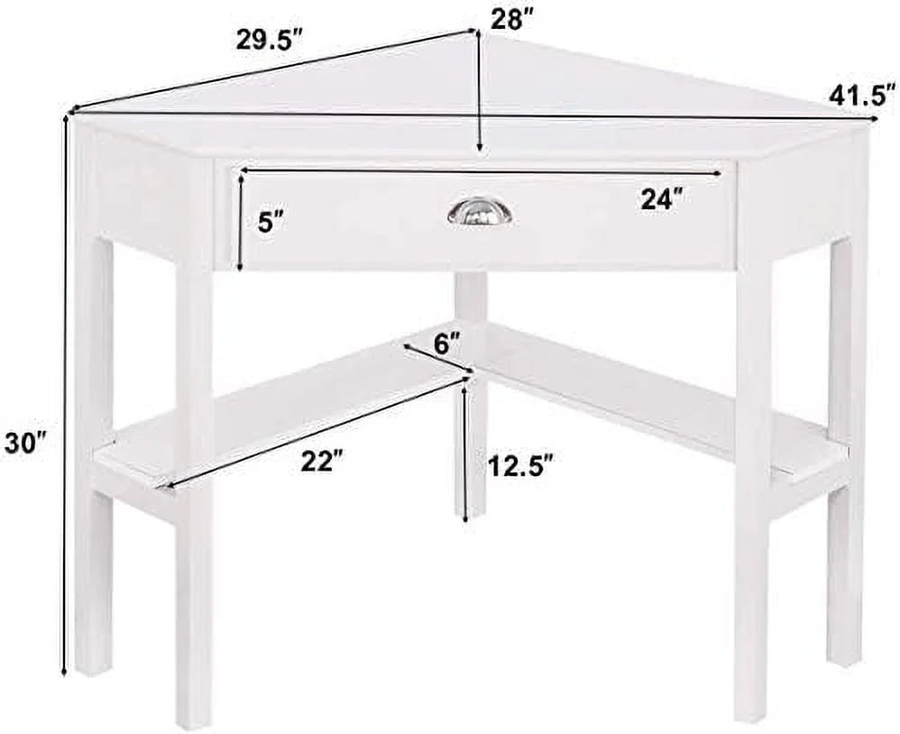Black Corner Desk with Drawer and Shelves E5206