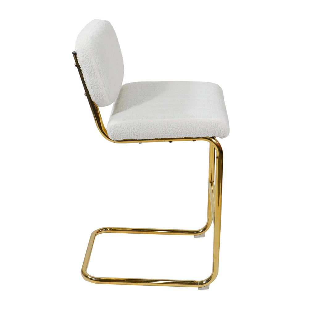 Ivory Boucle Fabric Counter Height Bar Stools Set of 2 M755