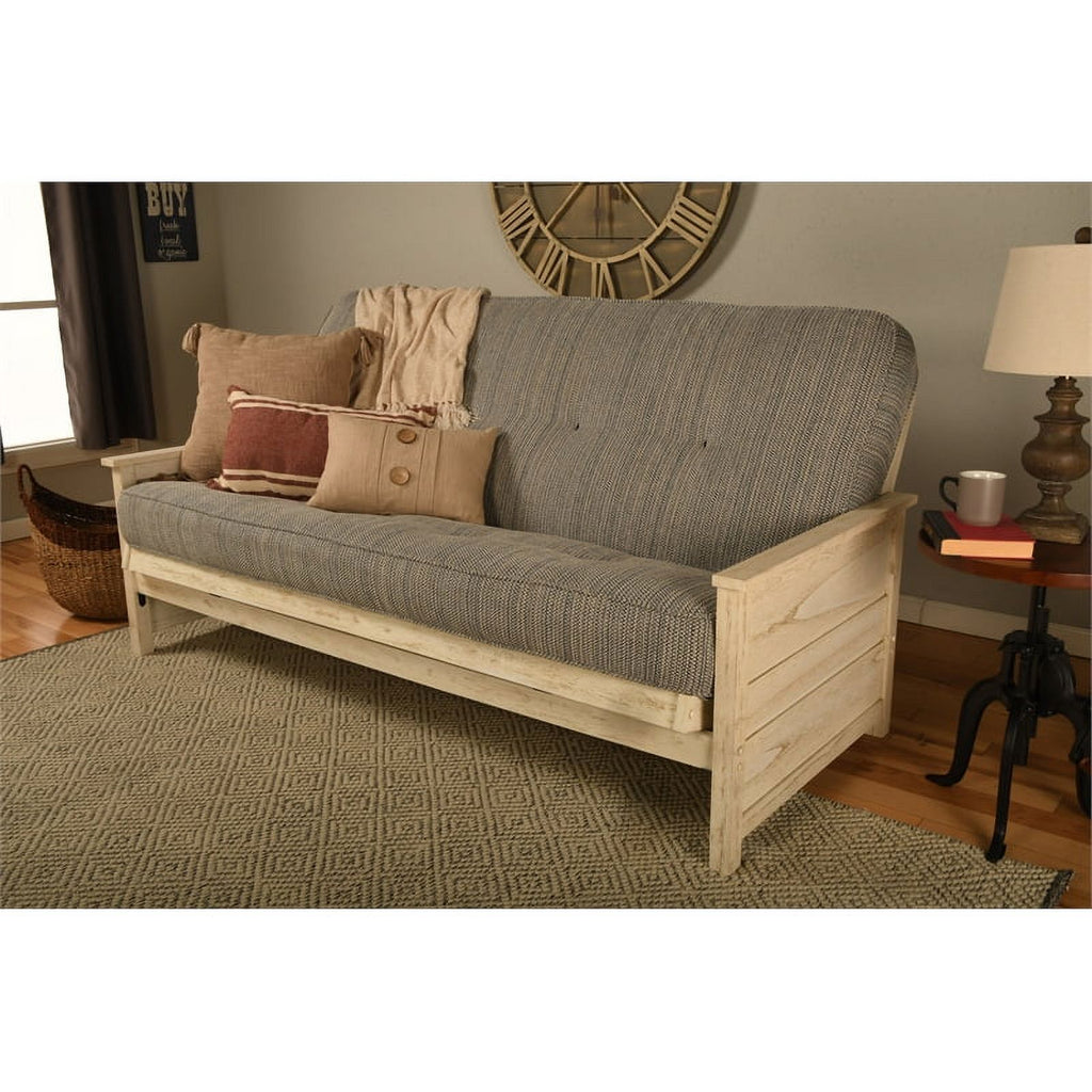 Coil Hinged Full-size Futon Mattress in Seaport Blue X49003