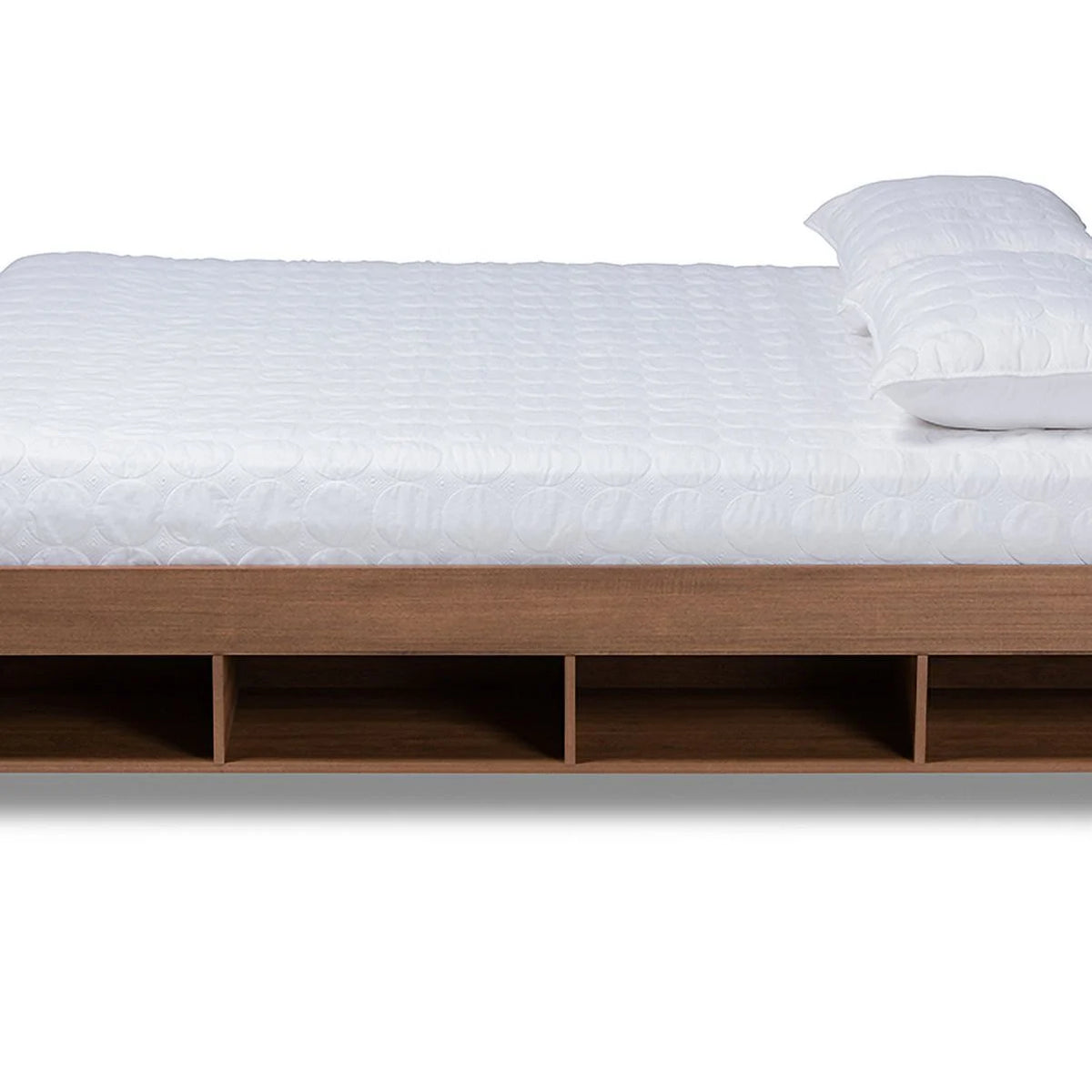 Queen Size Ash Walnut Brown Wood Storage Bed Frame Q1821
