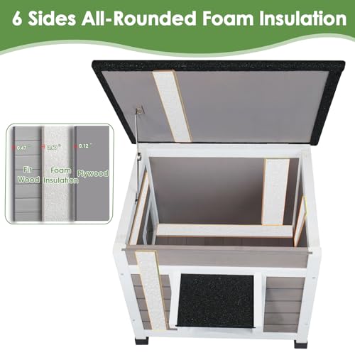 Insulated Weatherproof Cat House with Asphalt Roof Z1575
