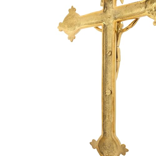 Brass Catholic Crucifix 12.5 by 7 Inches R4736