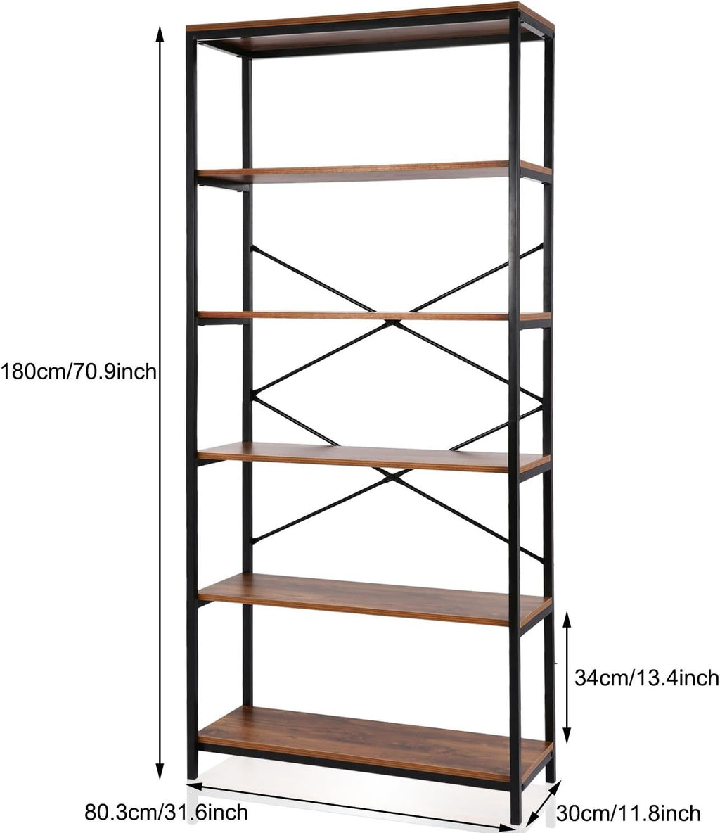 5-Tier Rustic Wood Bookcase J412167
