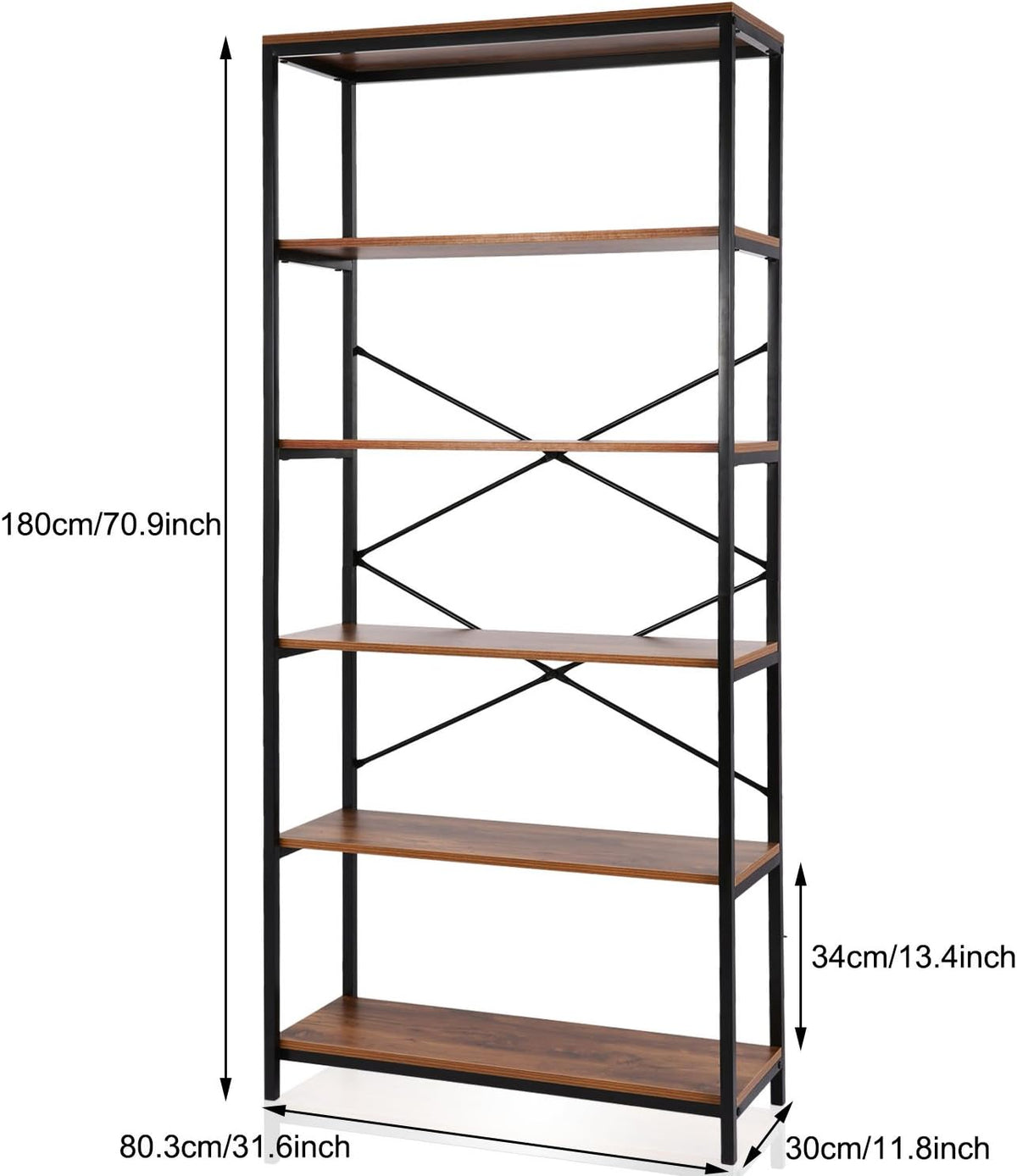 5-Tier Rustic Wood Bookcase J412167
