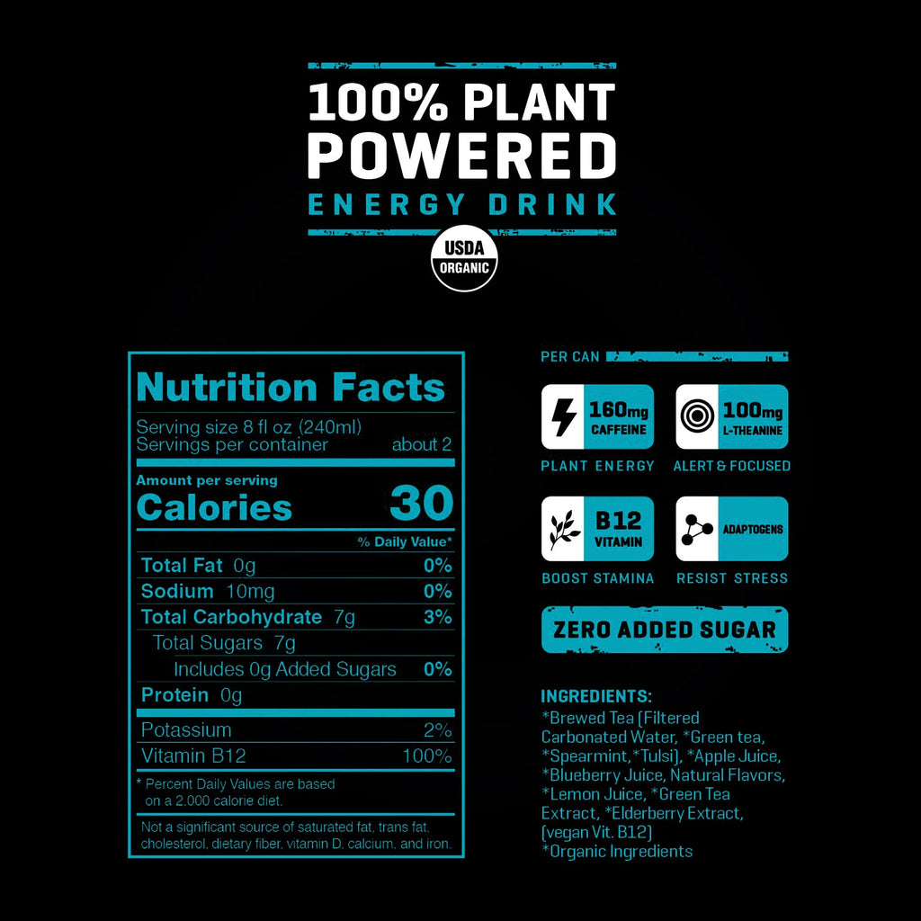 Plant Powered Energy Drink, Berry, 16oz, Pack of 12 J30190