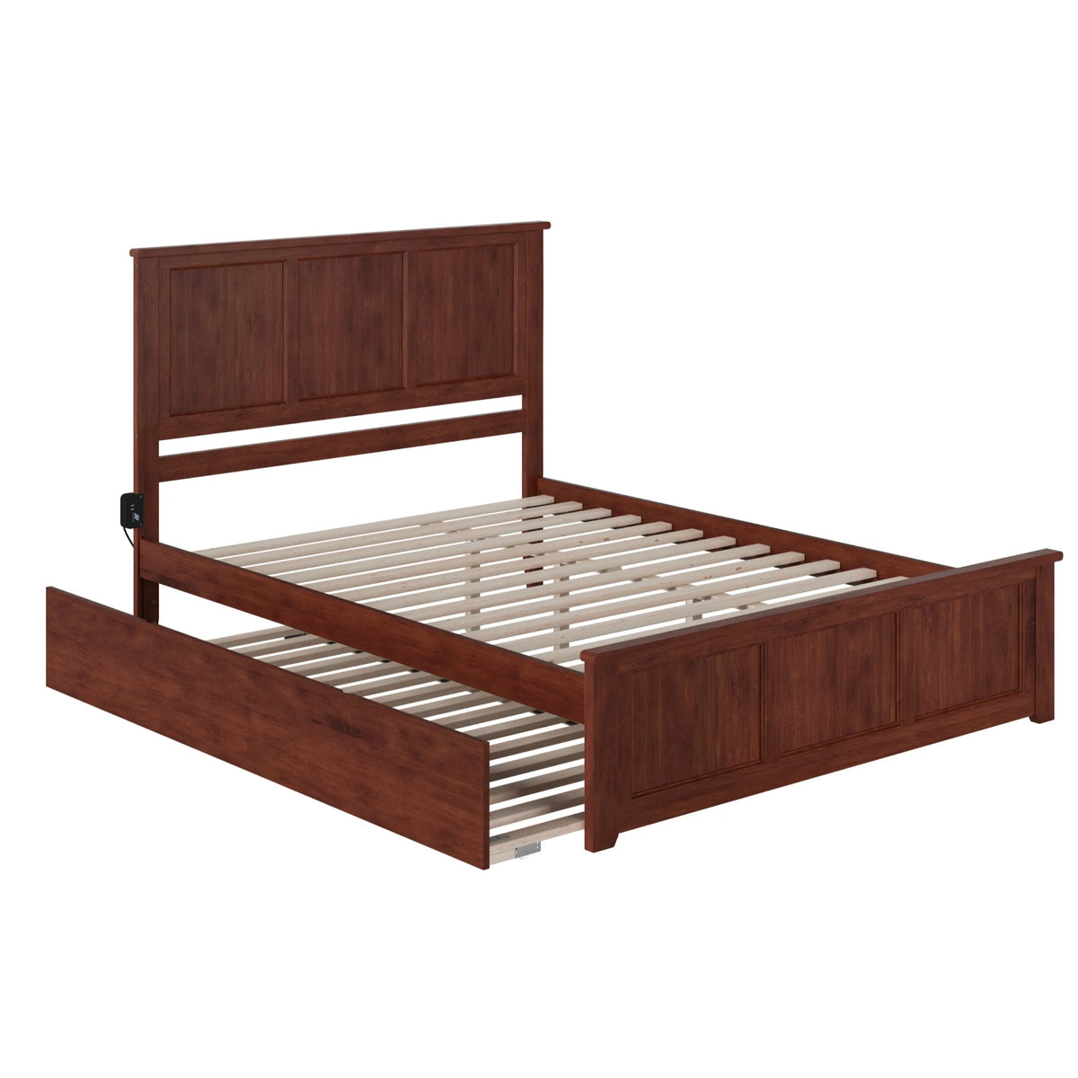 Solid Wood Queen Bed with Twin XL Trundle in Walnut C7865