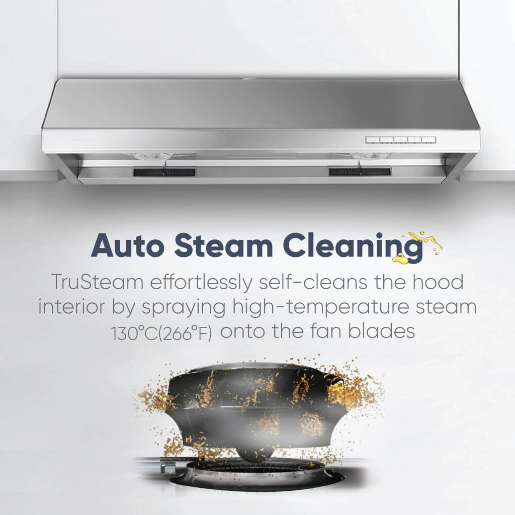 30'' Under Cabinet Stainless Steel Range Hood with Auto Steam Cleaning C933