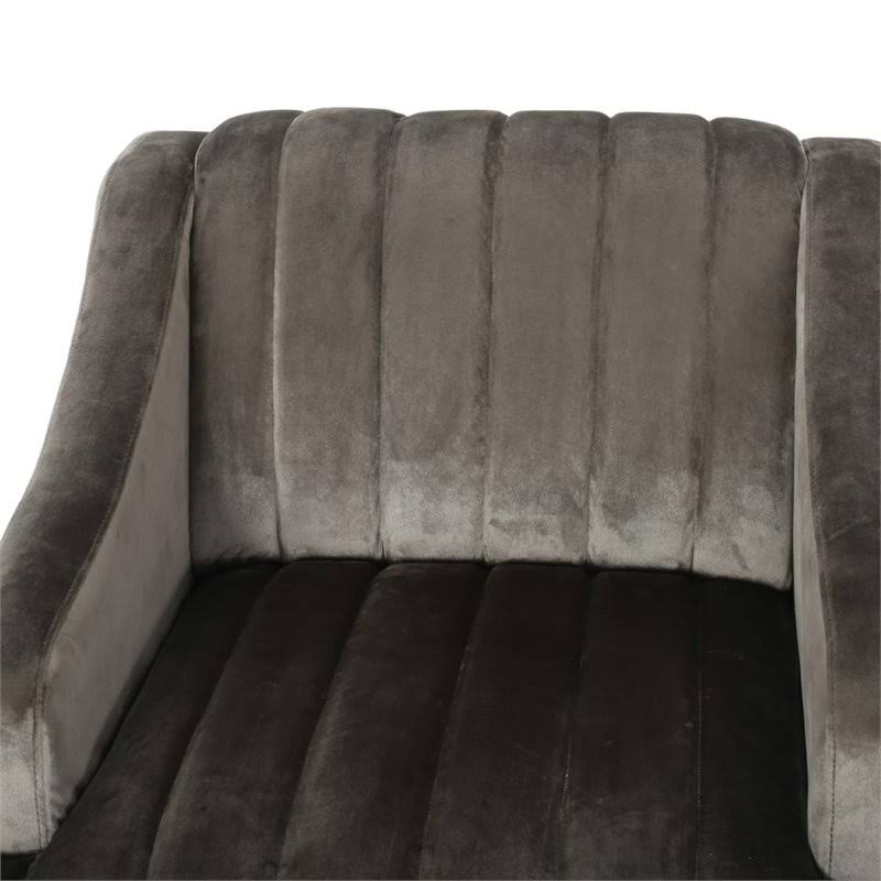 Gray and Dark Brown Velvet Club Chair H5120
