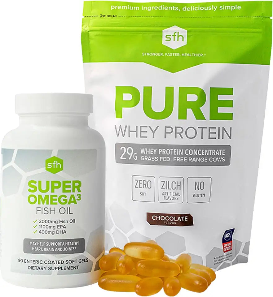 Chocolate Whey Protein Powder and Omega 3 Fish Oil T255