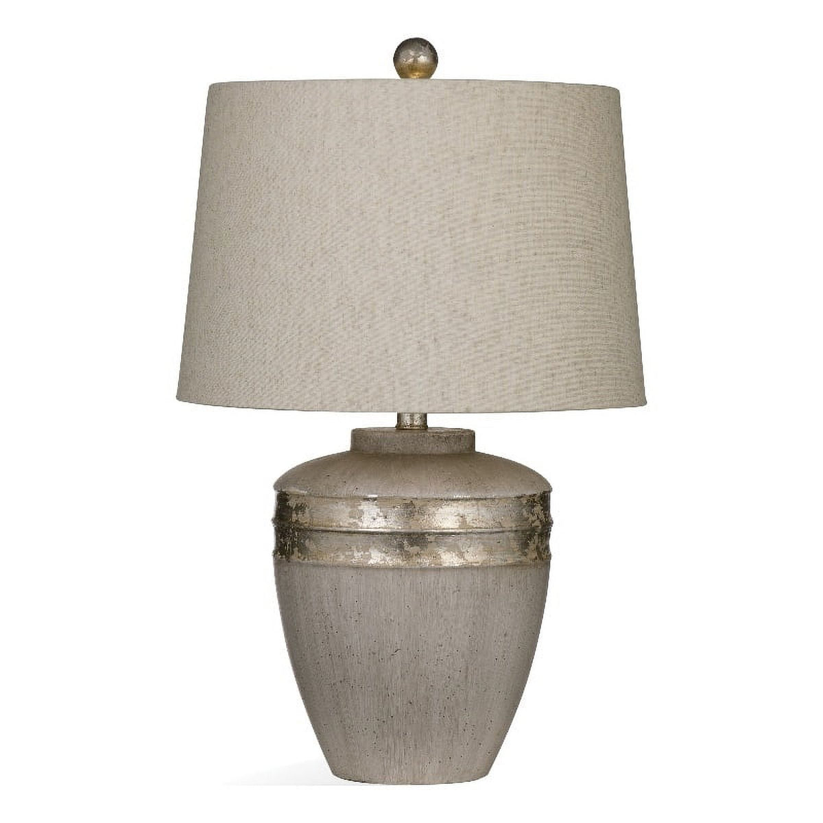 Antiqued Silver Metal Table Lamp with Drum Shade B39304