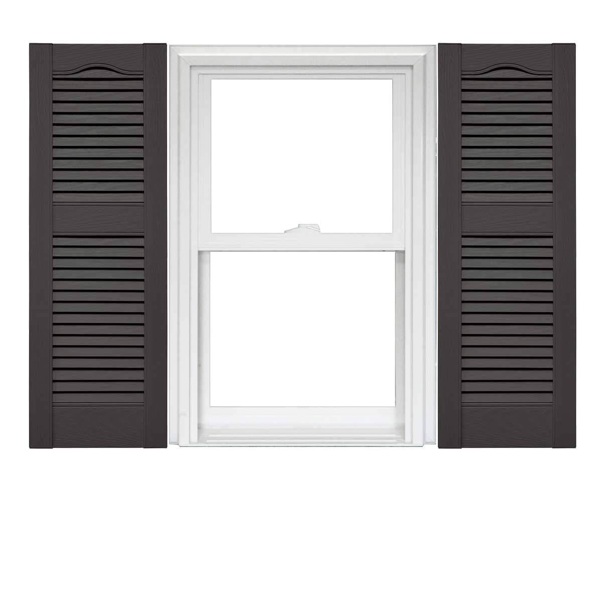 Vinyl Open Louver Shutters 1 Pair 14.5 x 43 Tuxedo Gray X8556