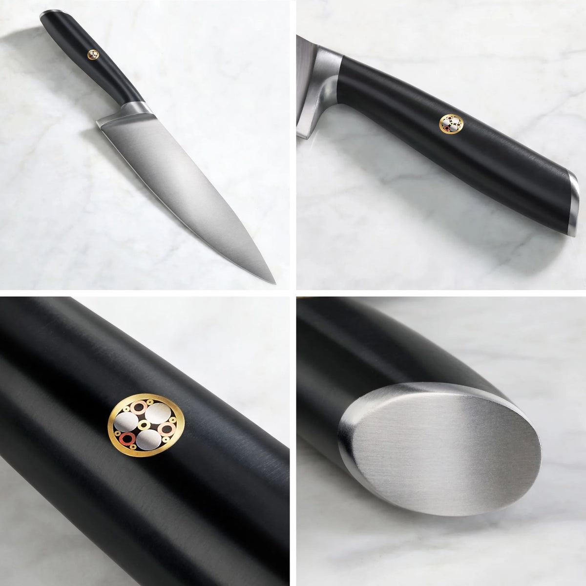 German Steel Forged 7" Santoku Knife, Black X28972