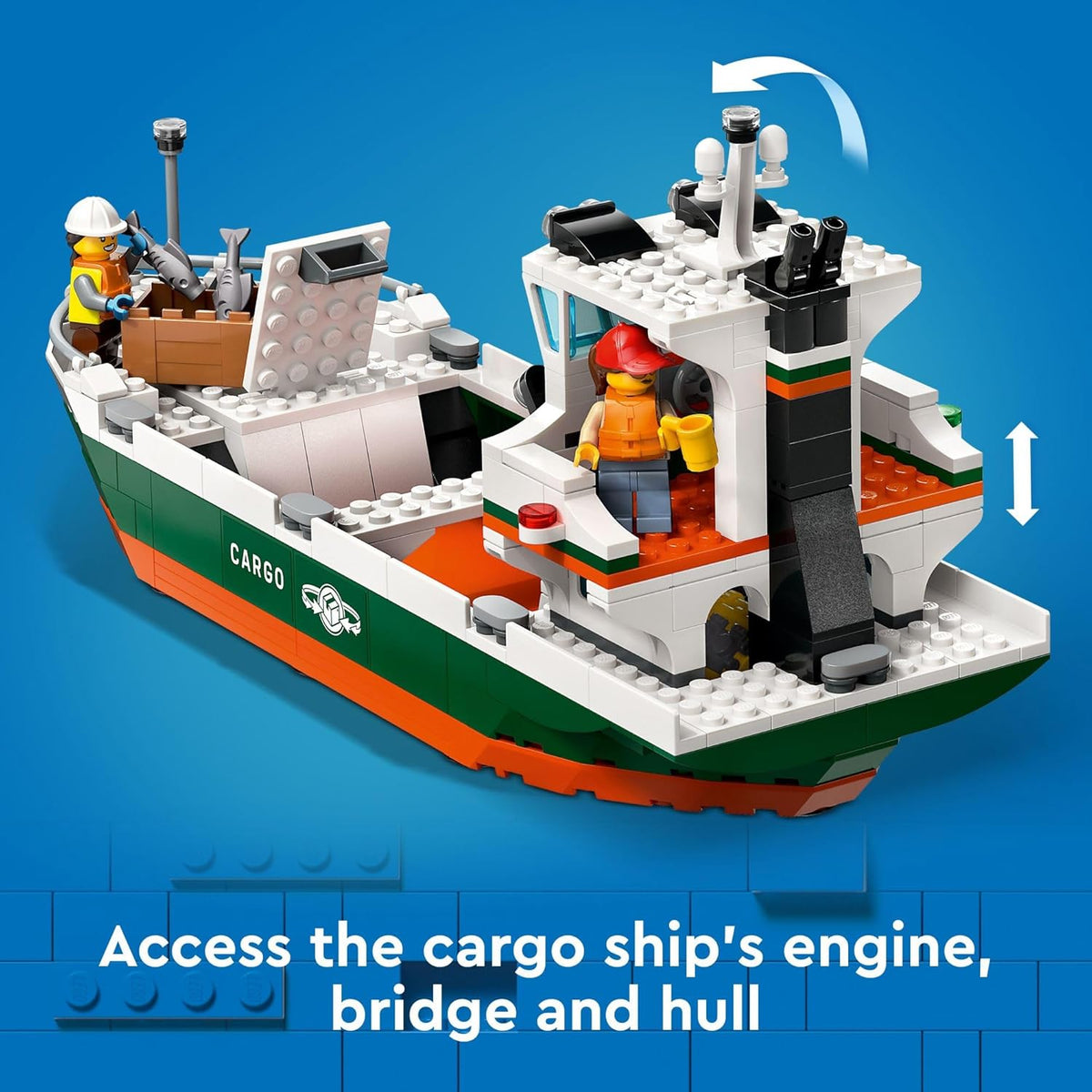 LEGO City Seaside Harbor with Cargo Ship Toy, Model Container Crane and Boat with 8 Minifigures L876