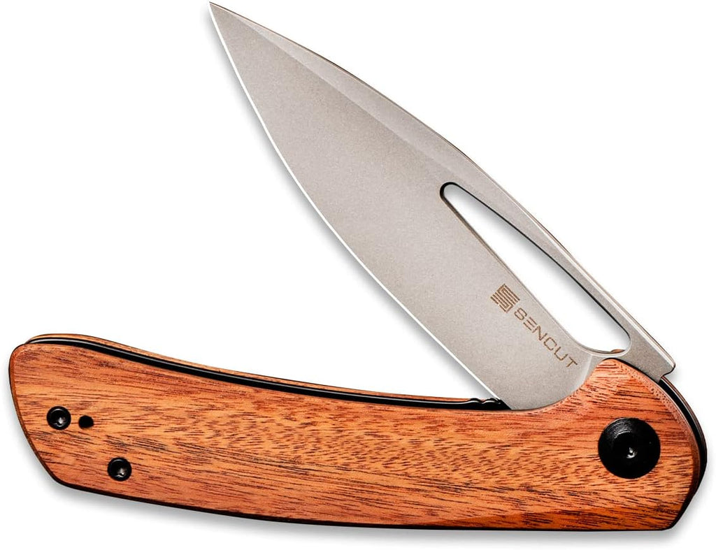 Folding Pocket Knife with Clip, 3.47 inch 9Cr18MoV Blade, Micarta Handle, Gray A491