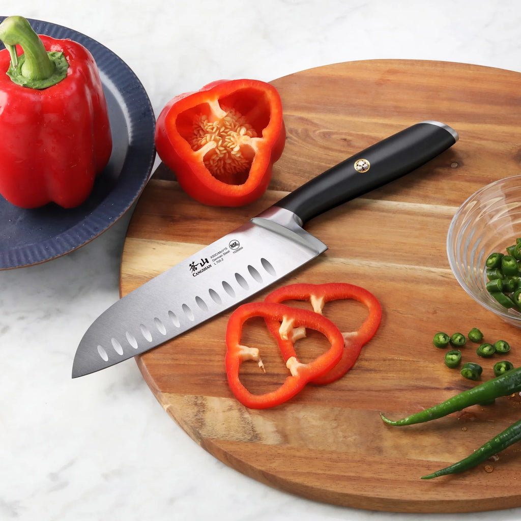 German Steel Forged 7" Santoku Knife, Black X28972