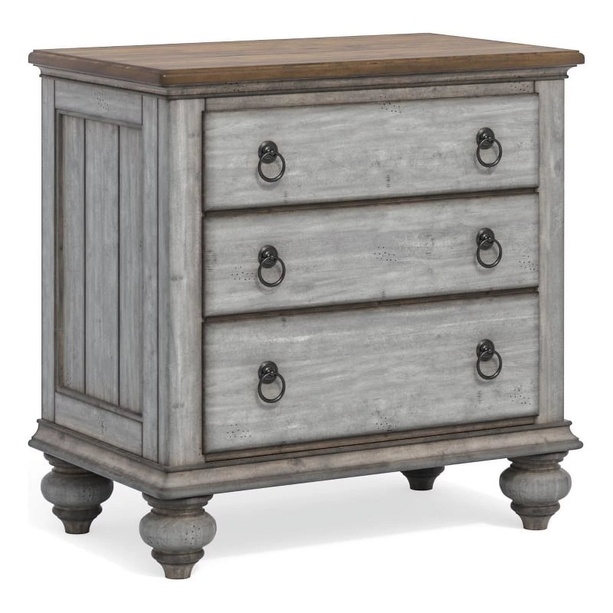 Weathered Gray 3 Drawer Nightstand Y101114
