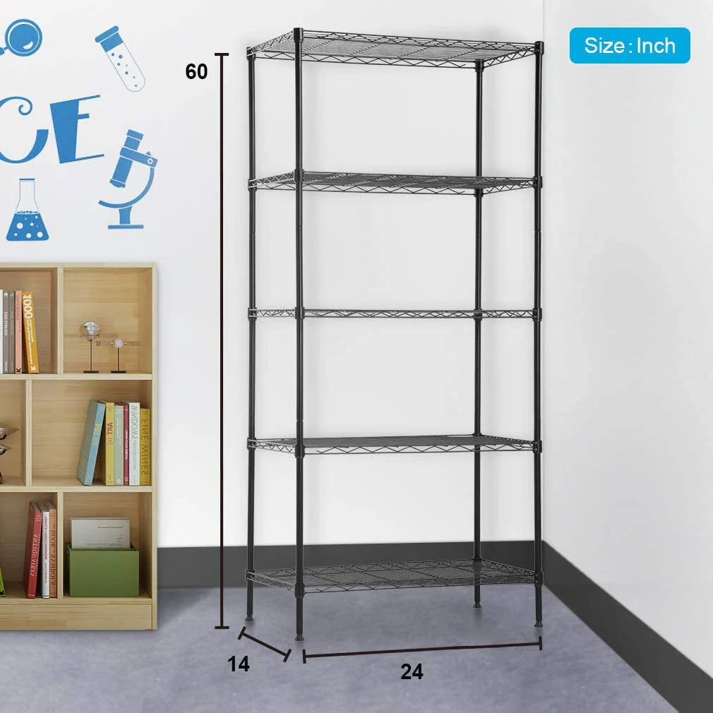 5-Shelf Black Metal Freestanding Shelves F763261
