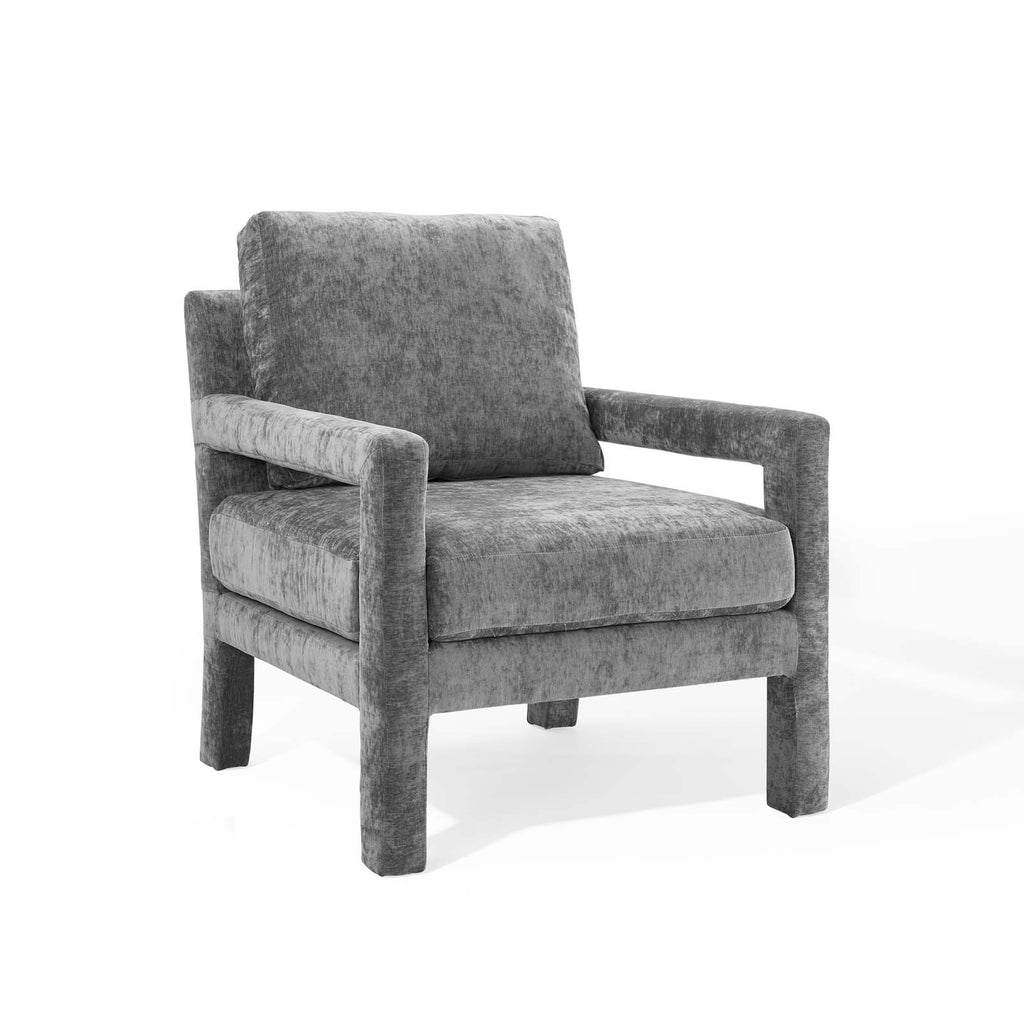 Gray Crushed Velvet Armchair L59421