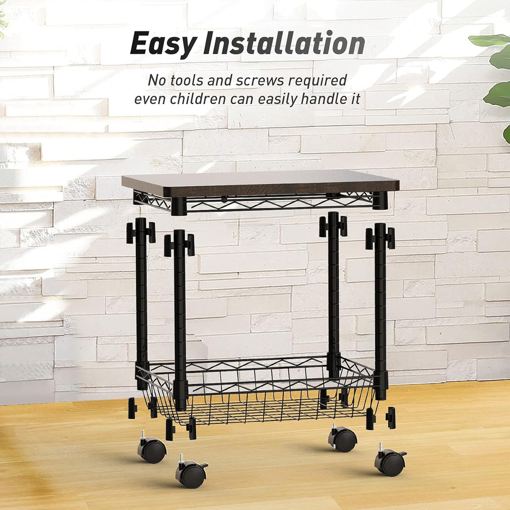 Printer Stand with Storage, Metal Printer Cart, Heavy Duty Printer Table G40381