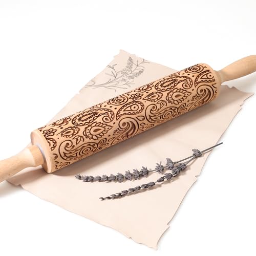 17" Wooden Rolling Pins with Embossed Designs B232