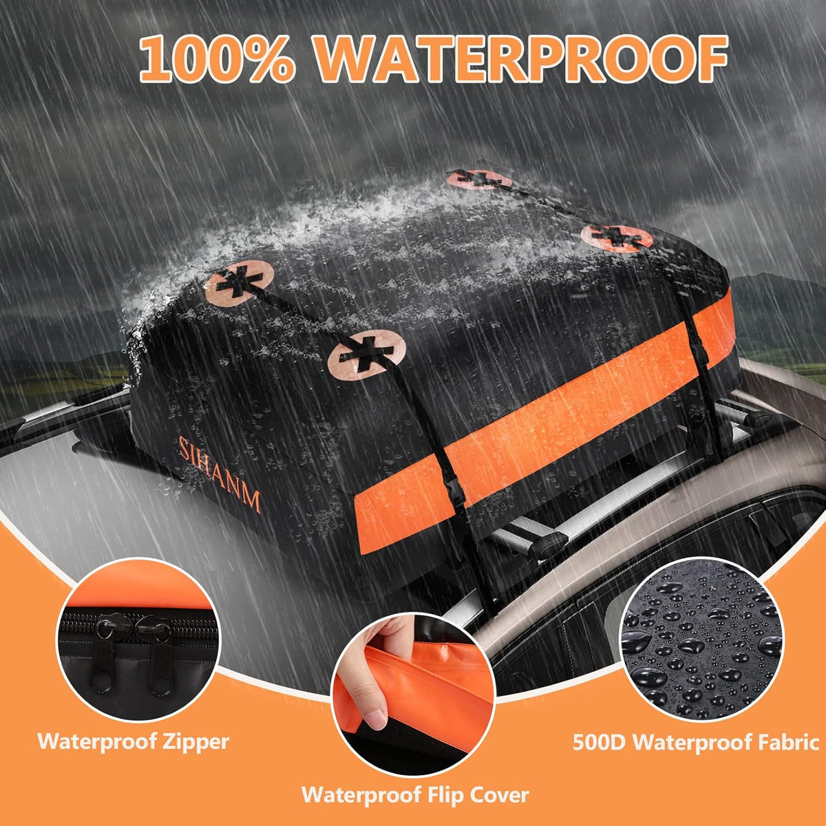 Heavy Duty Waterproof Roof Cargo Carrier with Anti-Slip Mat, 15Cu.ft. H565284