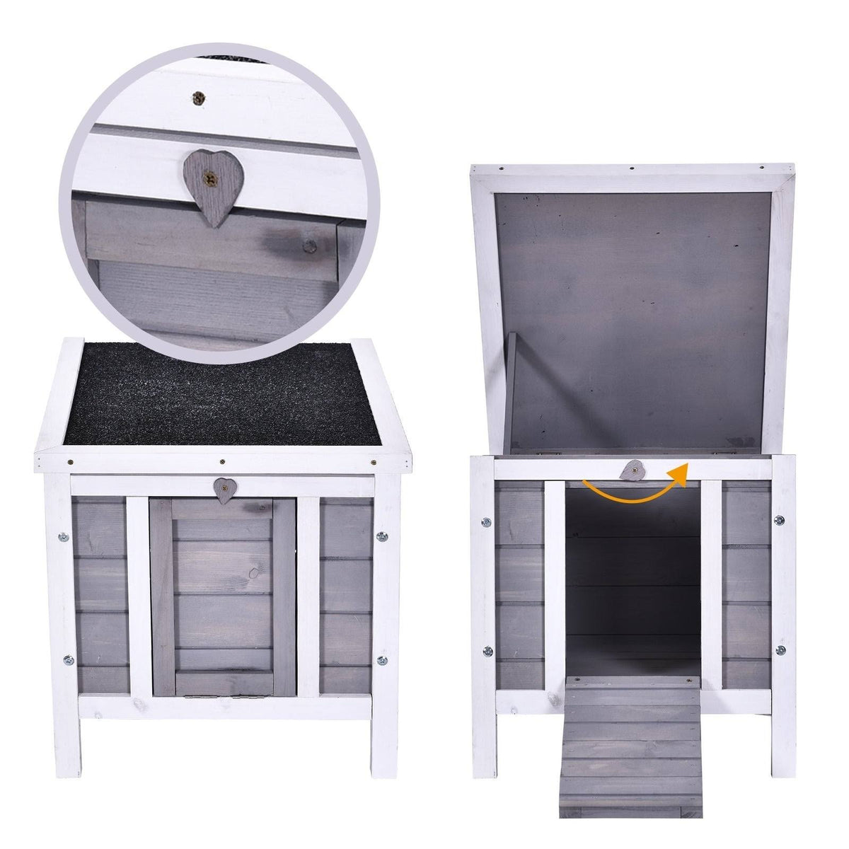 Grey Raised Wooden Pet House K292