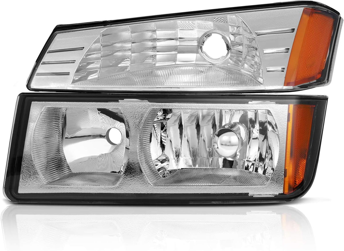 Chrome Housing Amber Reflector Headlight Assembly Pair K31049