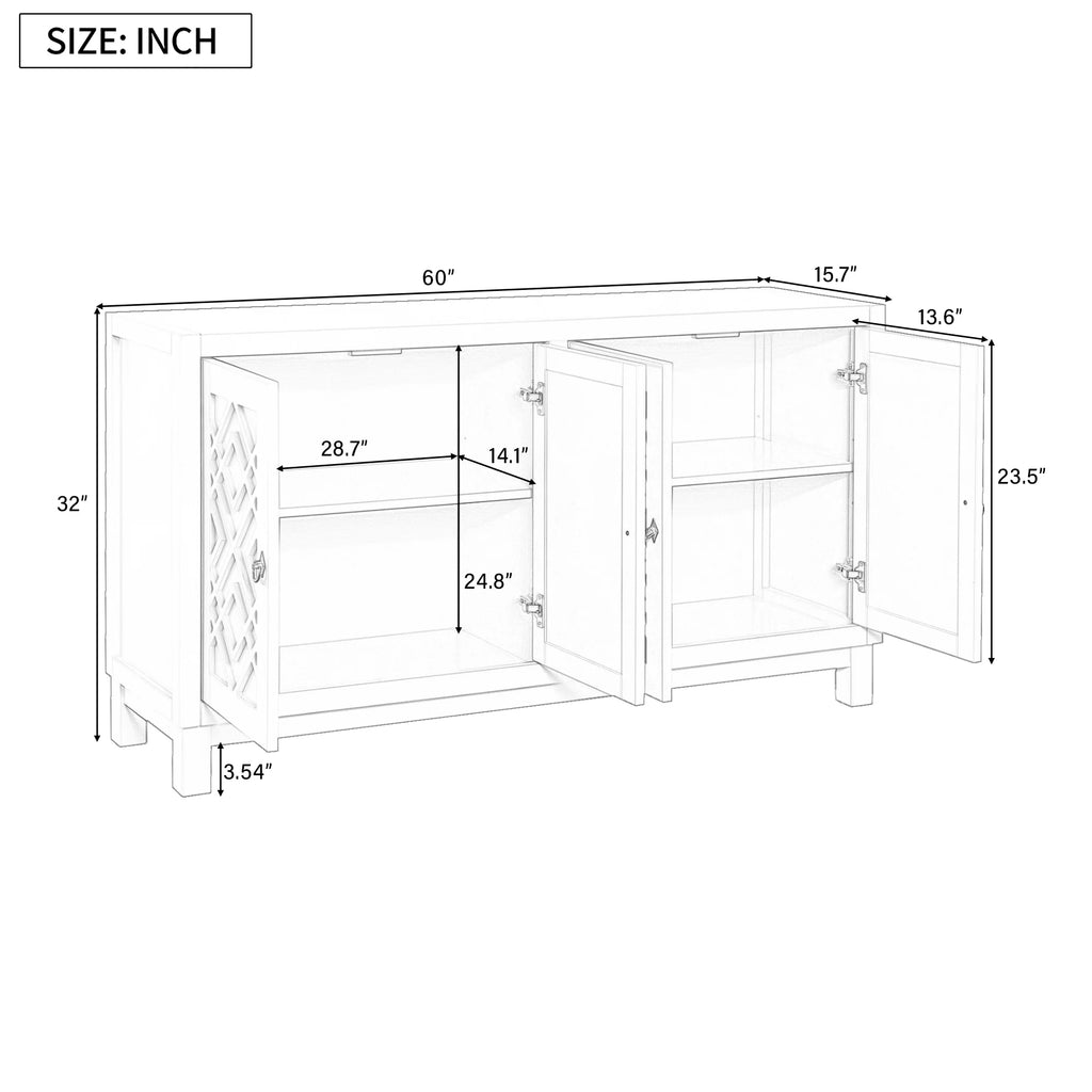 White 2-Door Storage Cabinet with Metal Legs and Adjustable Shelves I154133