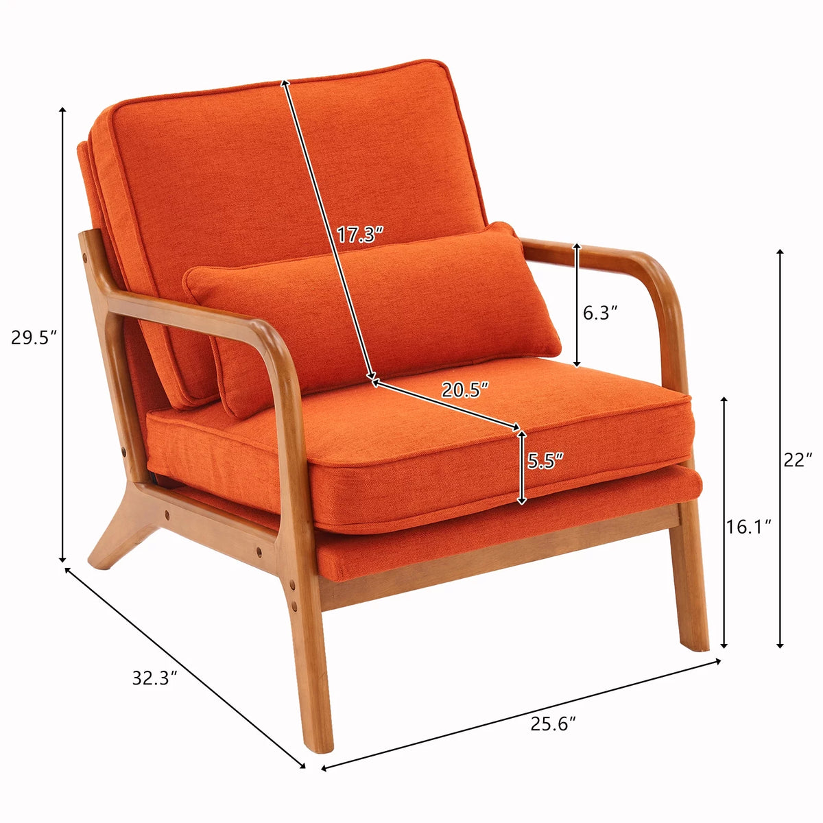Oak Upholstered Armrest Lounge Chair S25805