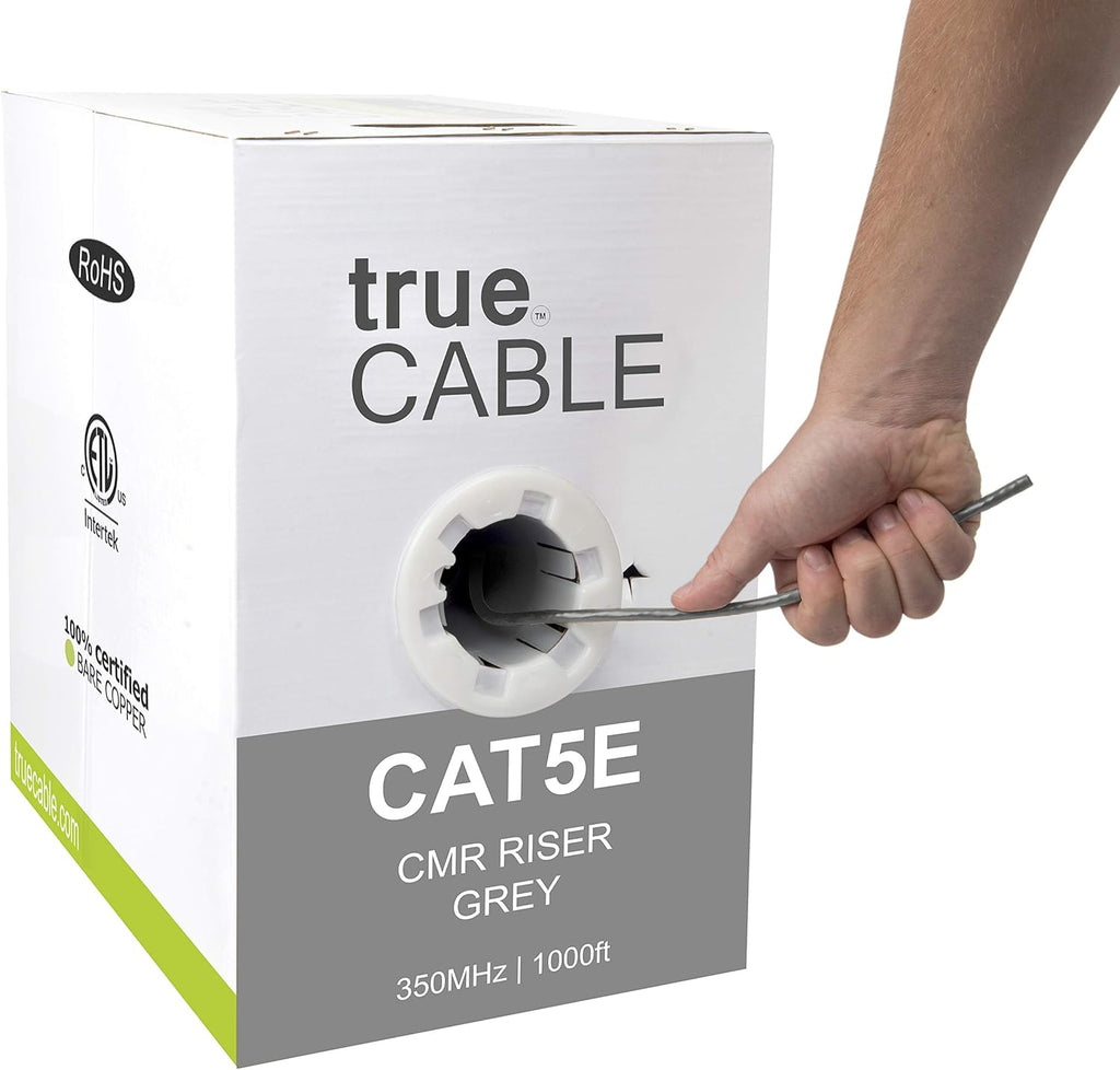 1000ft Gray 24AWG 4 Pair Solid Bare Copper Bulk Ethernet Cable E76418