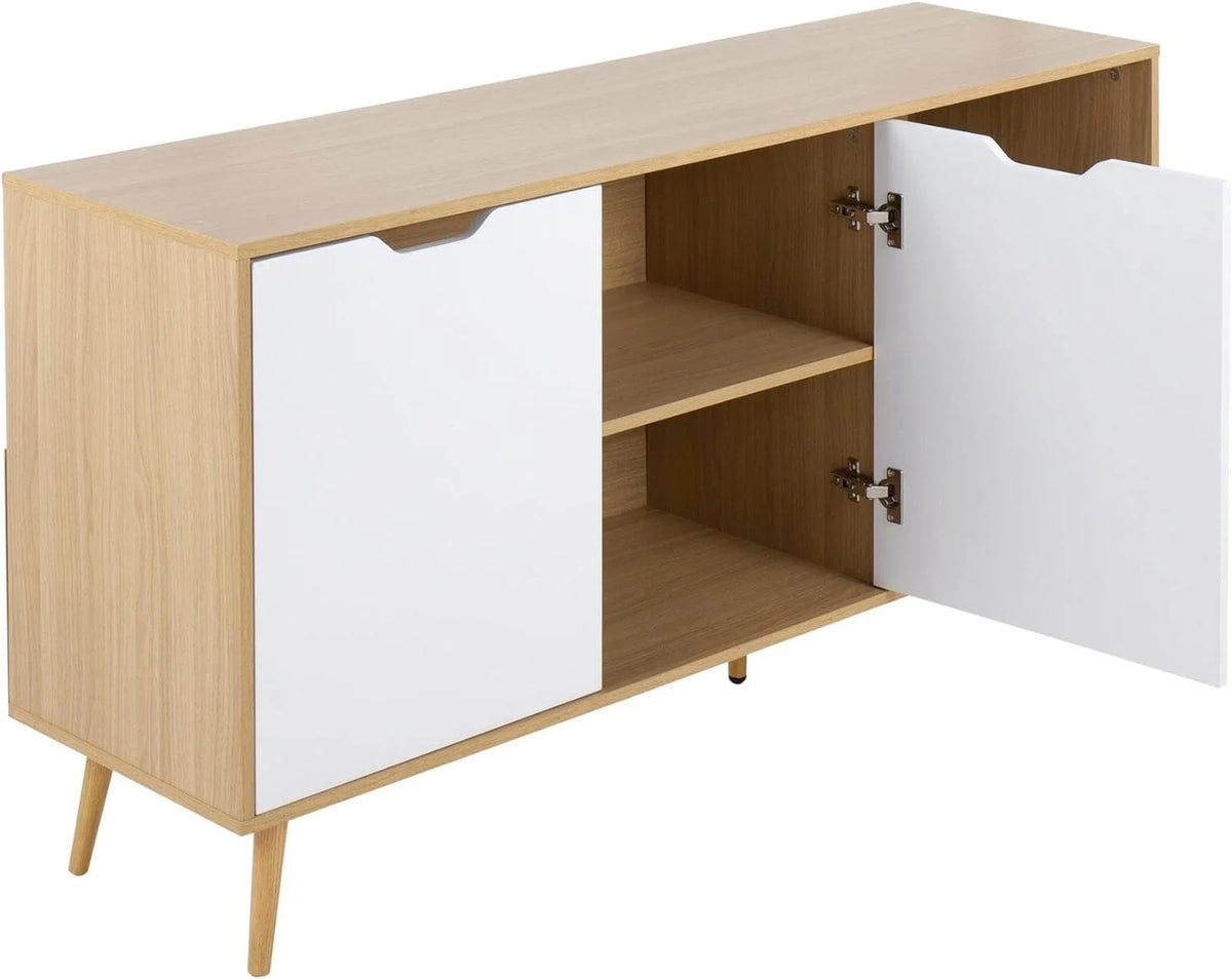 Contemporary Natural Wood and White Wood Sideboard U280399