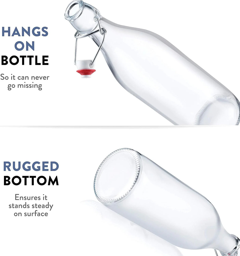 Clear Glass Swing Top Bottles 6 Pack 1 Liter Z8937