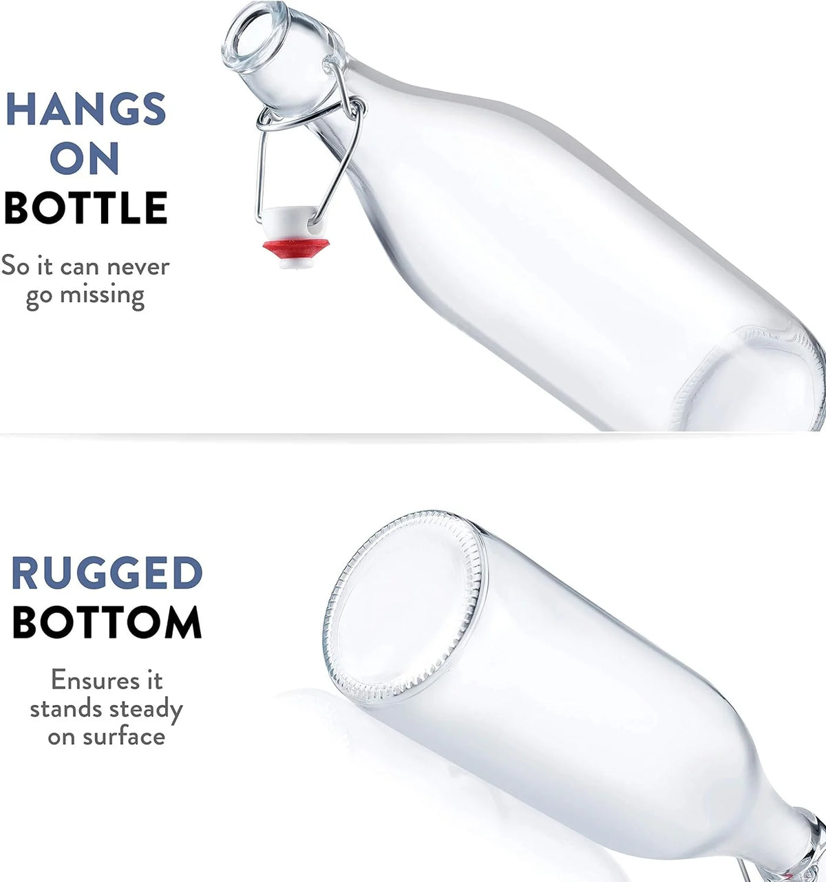 Clear Glass Swing Top Bottles 6 Pack 1 Liter Z8937