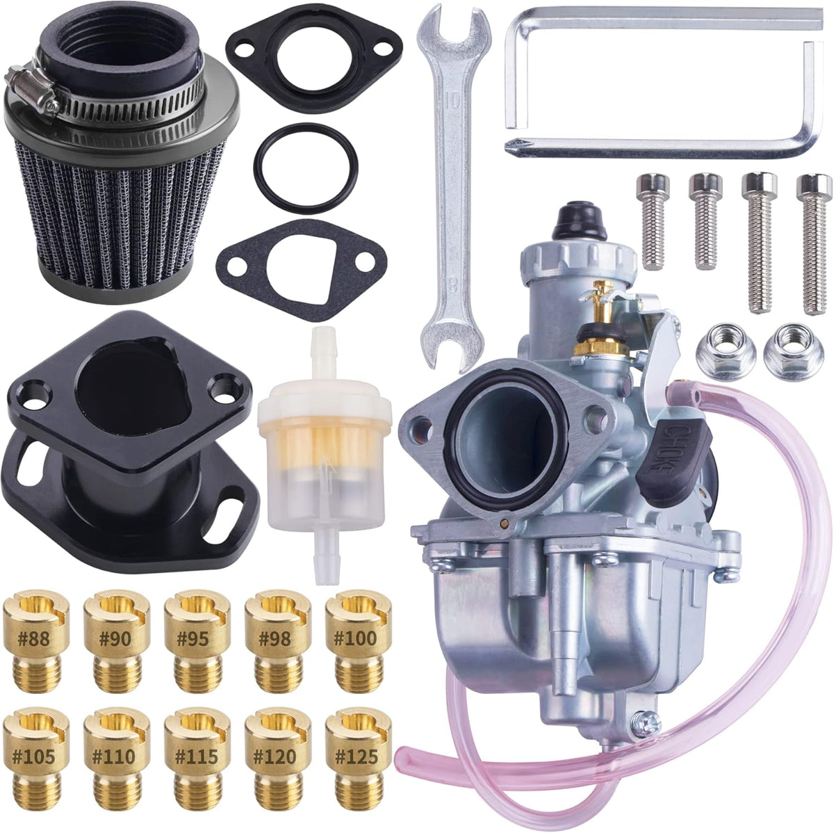 26mm Carburetor Carb Kit with Intake Pipe Mainfold 38mm Air Filter for Predator 212cc GX160 Honda GX200 CT200U 196cc KT196 Clones Go Kart Mini Bike Race Kart Red Pack of 2 U556