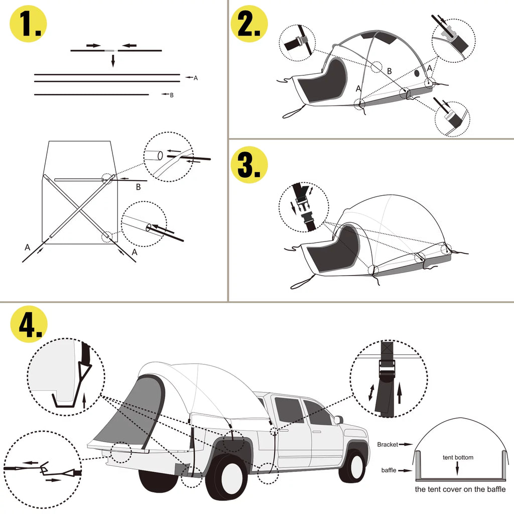 6.4-6.7' Waterproof 2-Person Truck Bed Tent B229
