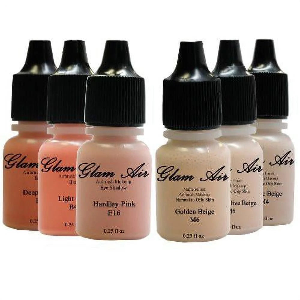 Airbrush Matte Makeup Foundation, Blush and Eye Shadow Water-Based Formula Set of 6 S1014