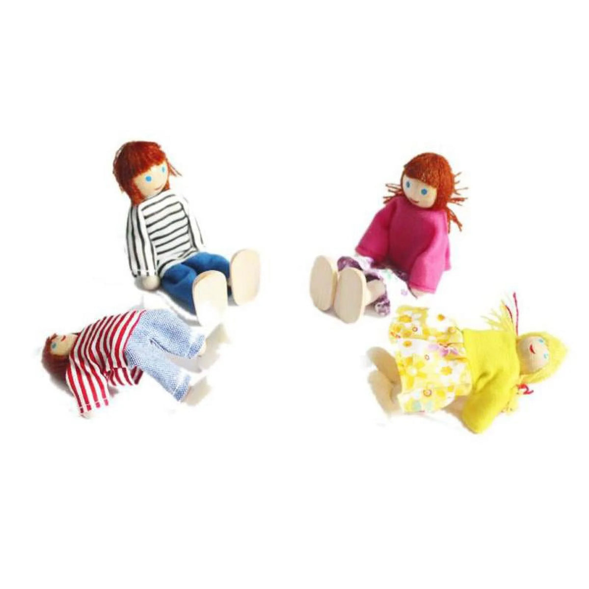 Flexible Wooden Dolls Family of 4 B623
