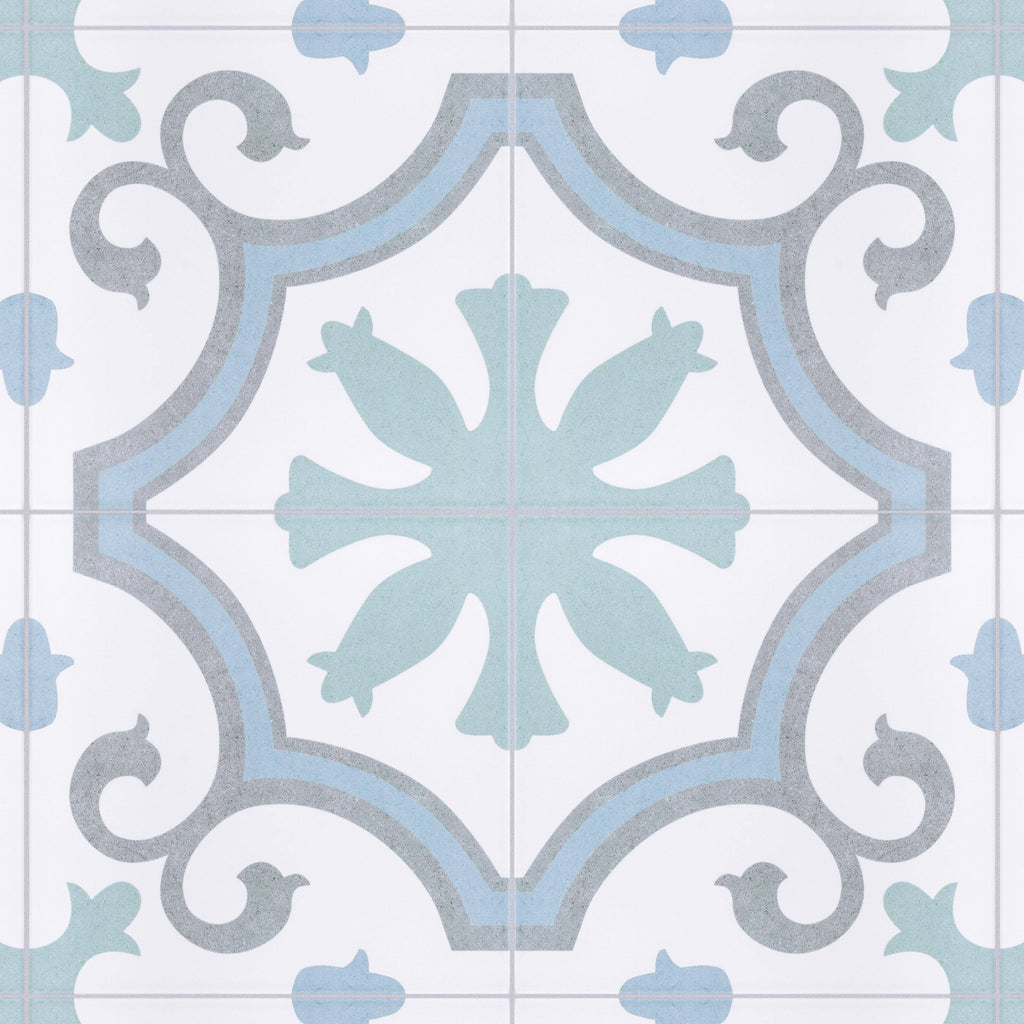Aqua Encaustic Porcelain Floor and Wall Tile G19887