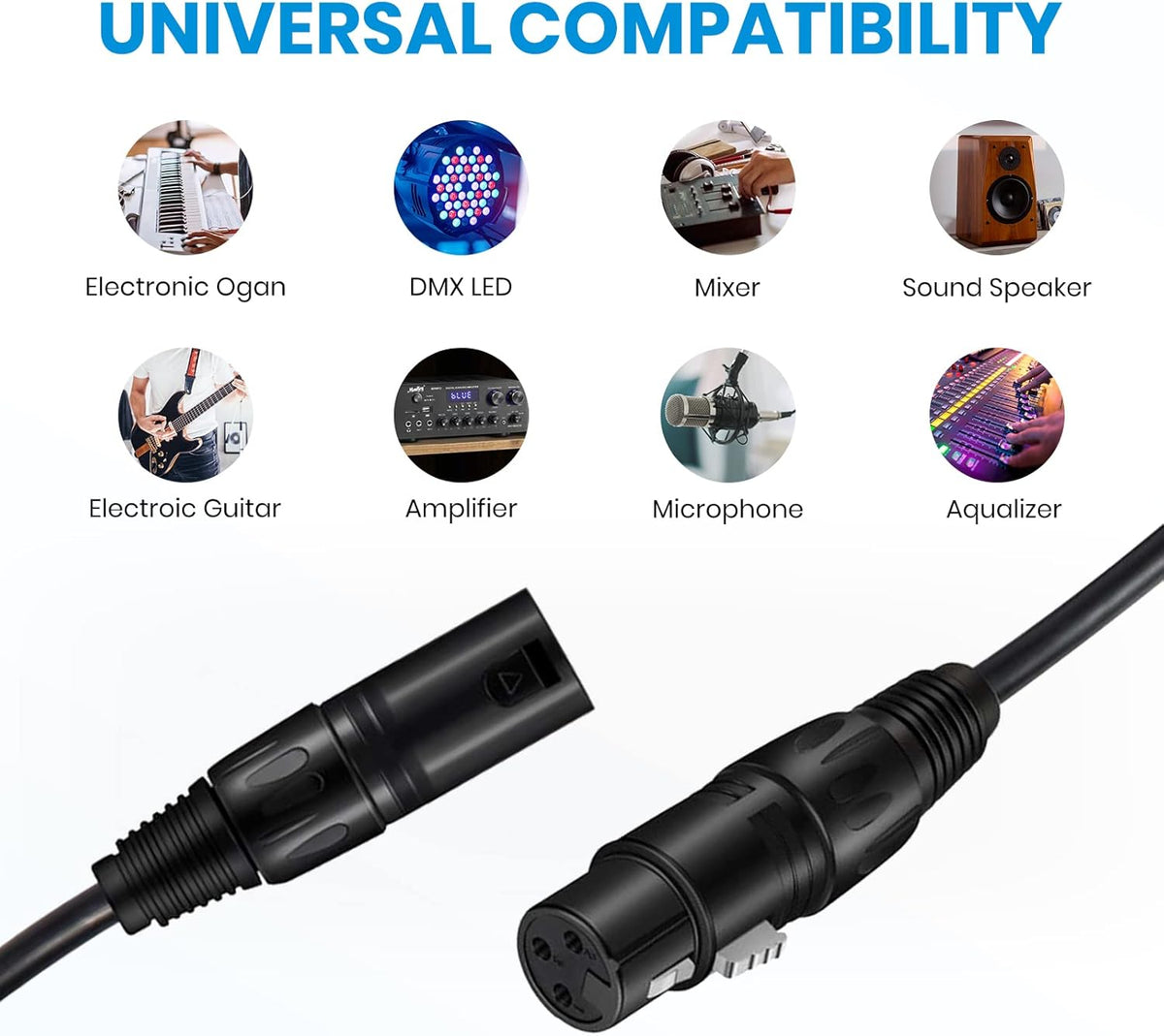 25ft XLR Microphone Male to Female Mic Cables Black 3-Pack L1337