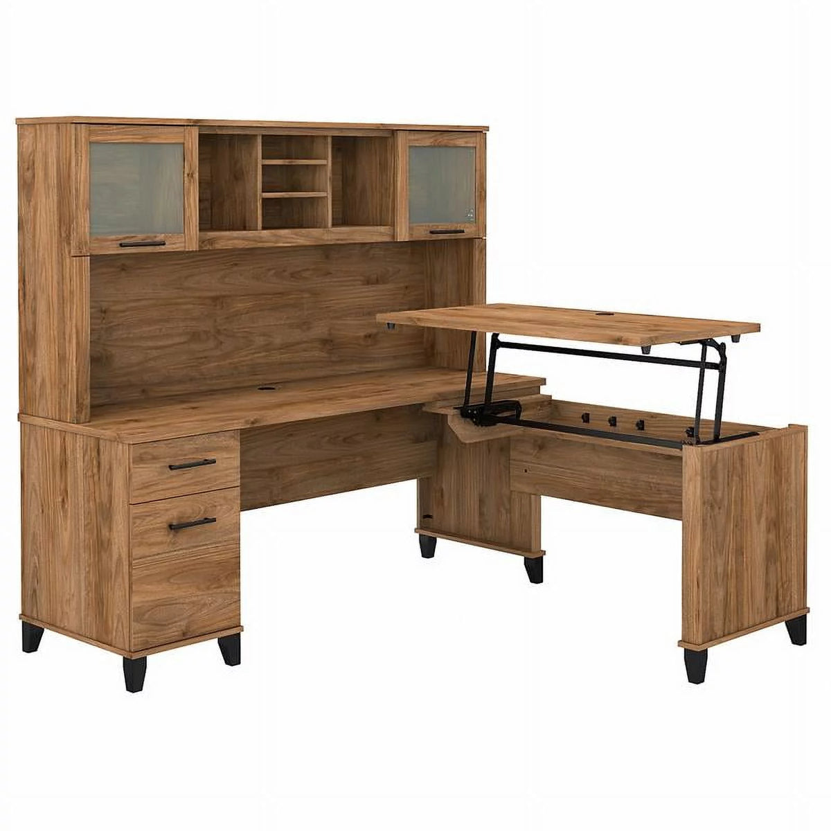 72W Sit to Stand L Desk with Hutch K22695
