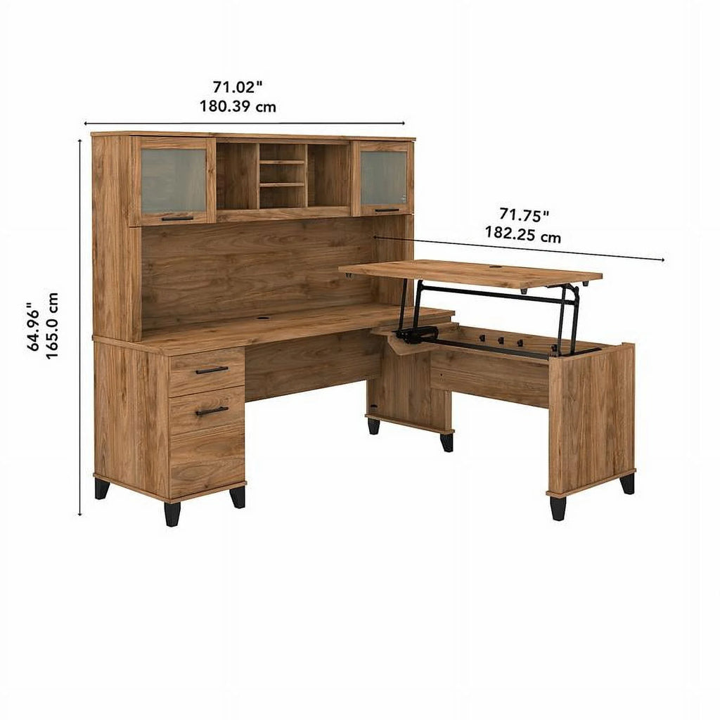 72W Sit to Stand L Desk with Hutch K22695