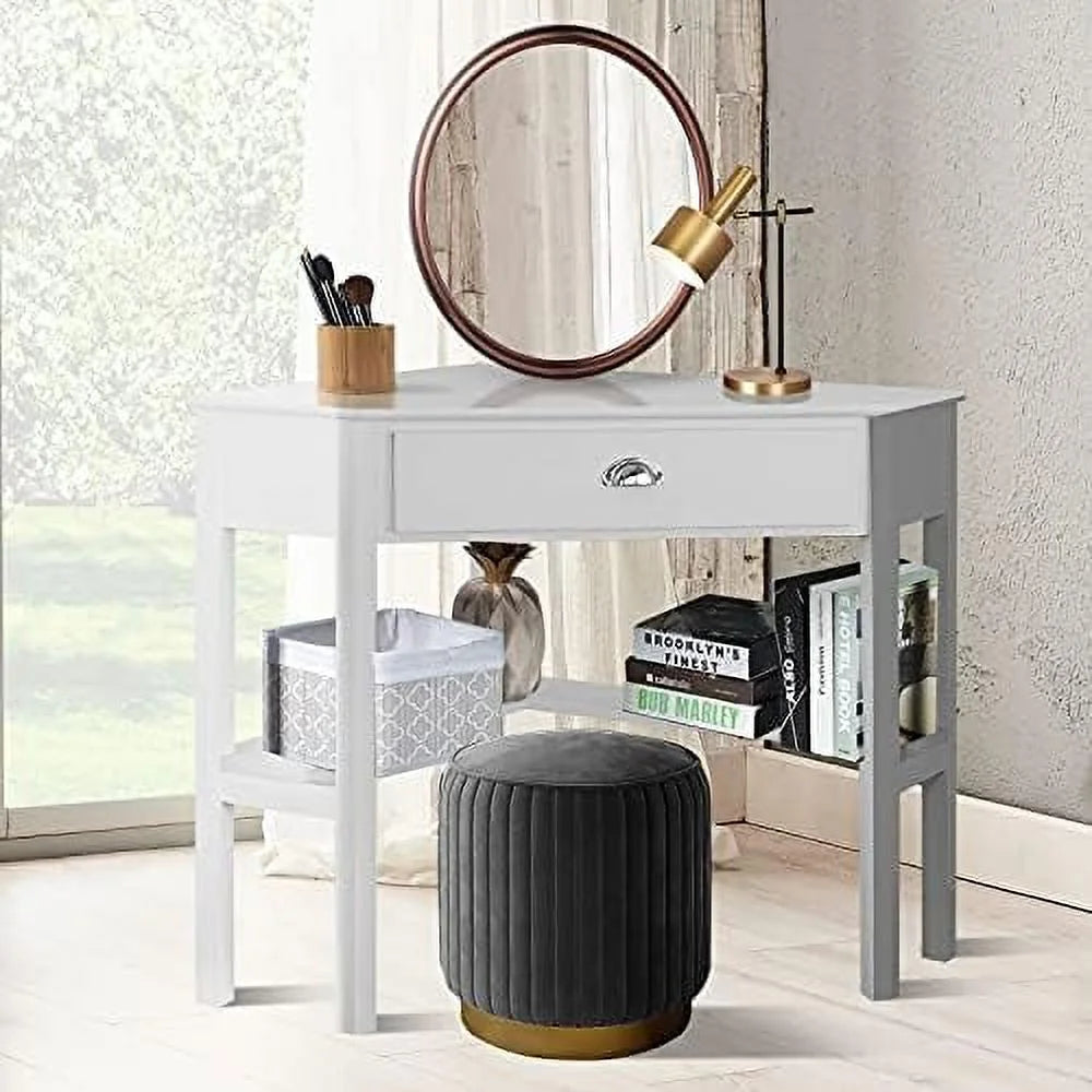Black Corner Desk with Drawer and Shelves E5206