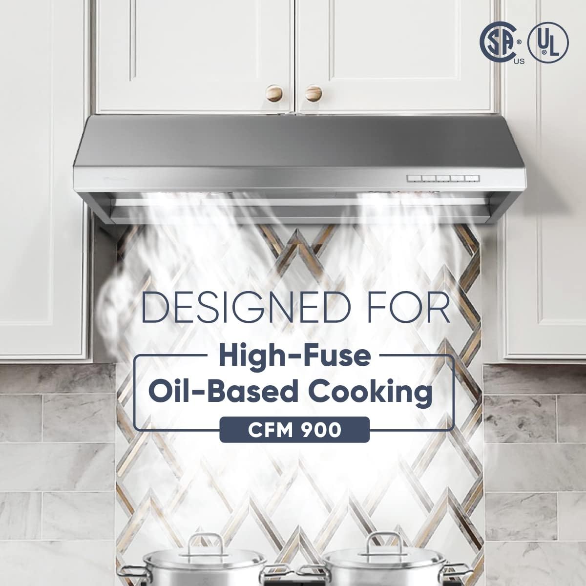 30'' Under Cabinet Stainless Steel Range Hood with Auto Steam Cleaning C933