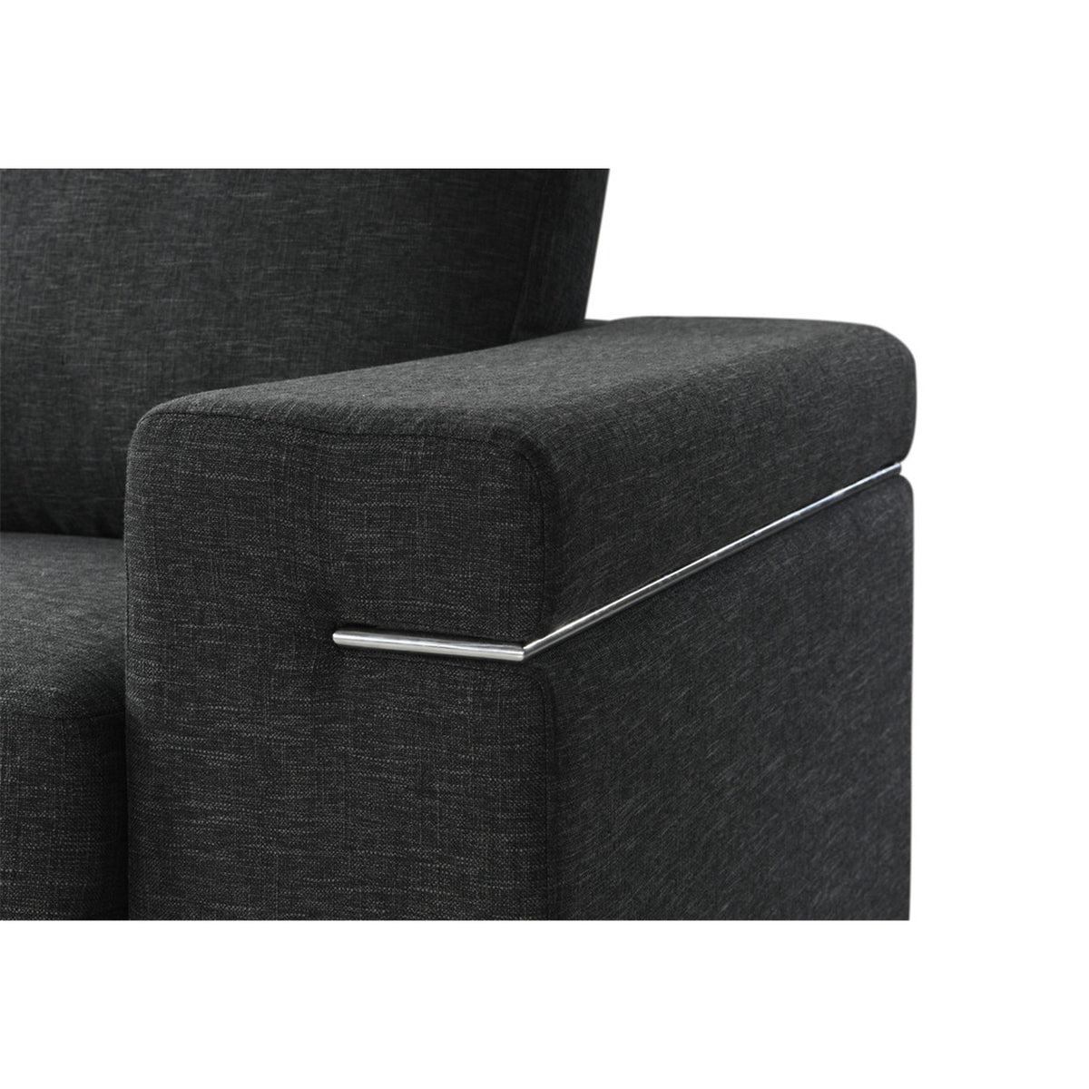 Black Linen Fabric Loveseat F4300