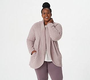 Faded Rose Cable Shawl Cardi V675785