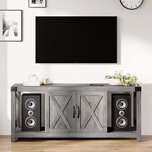 60 Inch TV Stand with Storage and Adjustable Shelves (Grey) O54927