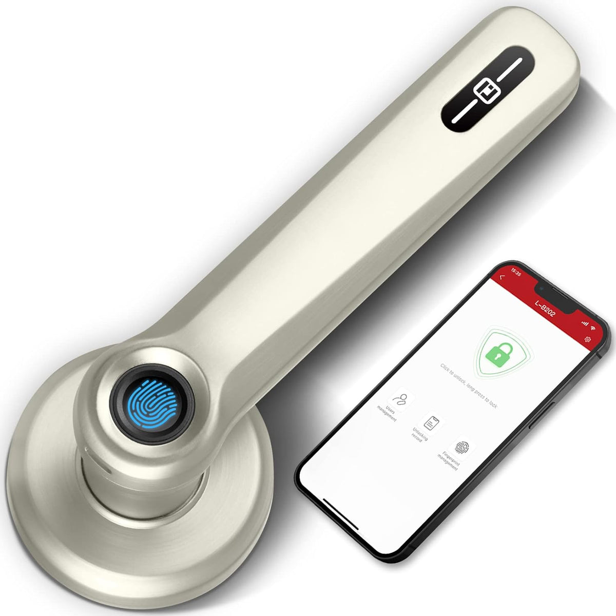 Silver Smart Door Lock with Fingerprint C883