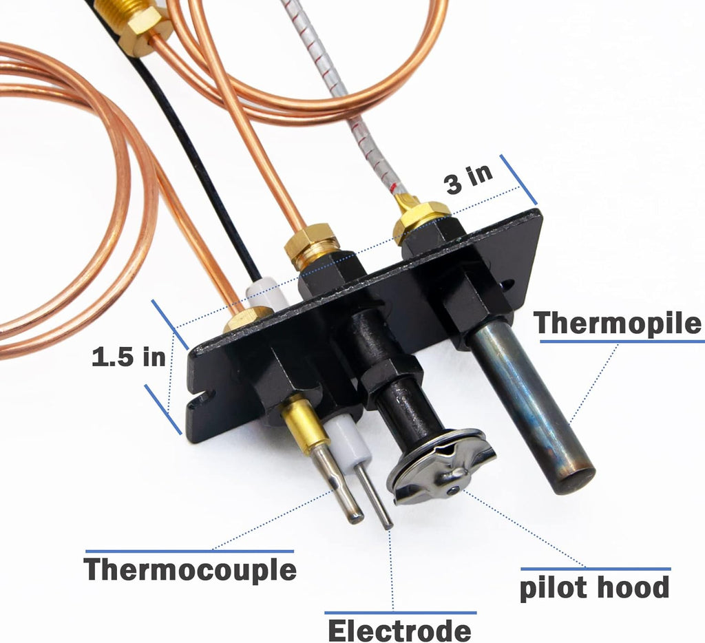 Propane and Natural Gas 3 Way Pilot Assembly for Fireplace and Stoves E77945