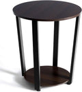 Round 2-Tier Metal End Table with Storage Shelf W806309